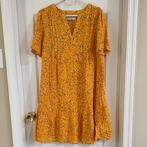 NWT LOFT Yellow Floral V-Neck Mini Dress - Tall